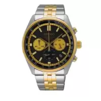 精工SEIKO Chronograph 不锈钢黑色表盘手表石英商务休闲 时尚百搭 运动防水男士腕表SSB430P1