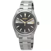 精工(SEIKO) 男士Essentials 不锈钢灰色表盘经典简约时尚石英手表 40.2 mm SUR343P1