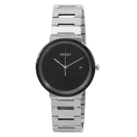 精工(SEIKO) 男士Essentials 不锈钢黑色太阳纹表盘经典简约个性潮流百搭石英手表 SUR485