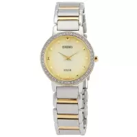 精工(SEIKO)女士 Discover More 不锈钢象牙色表盘石英手表 日常简约时尚个性 SUP448P1