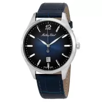 Mathey-Tissot 男士Urban 皮革蓝色表盘商务休闲 时尚百搭 运动防水男士腕表男款H411ABU