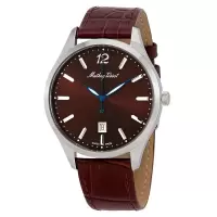 Mathey-Tissot Urban 皮革棕色表盘石英表经典简约商务休闲 时尚百搭 运动防水男士腕表H411AM