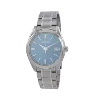 精工(SEIKO)男士石英不锈钢蓝色表盘经典时尚休闲百搭 100m防水 40 mm 石英手表SUR525