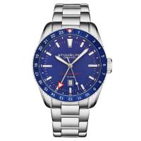 (Stuhrling Original)施图灵男式 Aquadiver 不锈钢蓝色表盘腕表商务休闲 时尚百搭O40172