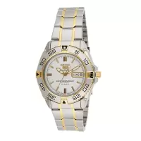 精工SEIKO 5 款运动不锈钢白色表盘手表 自动机械表男 商务休闲 时尚百搭 运动防水男士腕表SNZB24