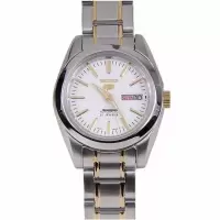 精工SEIKO 女士不锈钢白色表盘手表 自动机械表 商务休闲 时尚百搭 运动防水 女士腕表 SYMK19J1