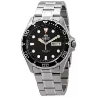 Orient 东方双狮 Diver Ray II 不锈钢黑色表盘 流行时尚男日韩腕表海外购简约圆形表盘自动机械