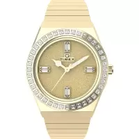 TIMEX 天美时 Q 欧美腕表时尚舒适新款女子个性休闲金色指针显示石英防水 36mm