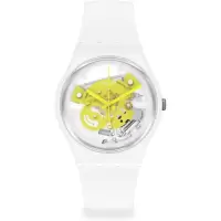 Swatch 斯沃琪 24年新款生物陶瓷手表美国代购专柜男式白色硅胶透明表盘 B09C8Z8K23