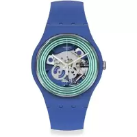 Swatch 斯沃琪 新款男式情侣款腕表蓝色表带多色表盘指针式圆形手表户外表 B0B3FBSLC8