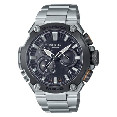 CASIO 卡西欧 G-SHOCK 男式手表 三眼大三针日显钢带黑盘男表 200米防水太阳能腕表