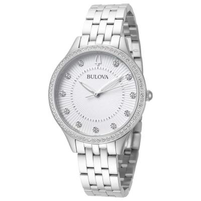 Bulova 宝路华 24新款女士石英表 商务休闲钻石装饰不锈钢表壳防水腕表 96L270