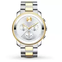 Movado 摩凡陀 男士腕表 Bold系列商务简约两针标志性圆点三眼计时钢带石英手表 3600432