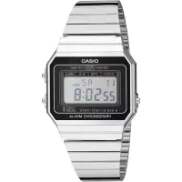 卡西欧(CASIO)专柜男子流行全球购银色方形腕表 A700W-1ACF日韩手表