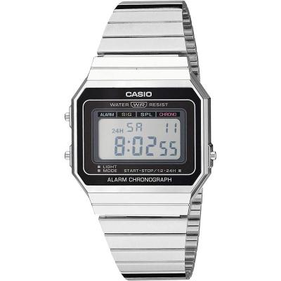 卡西欧(CASIO)专柜男子流行全球购银色方形腕表 A700W-1ACF日韩手表