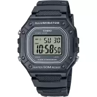 卡西欧(CASIO)男士石英腕表运动百搭户外运动多功能防水小方块运动休闲学生手表 W-218H-1AVCF
