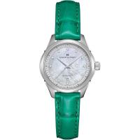 汉米尔顿Hamilton女款母贝表盘自动腕表 奢华绿鳄鱼纹皮带优雅气质简约手表 送女友