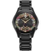 西铁城(CITIZEN)迪士尼合作款女士石英表糖骷髅主题防水不锈钢腕表