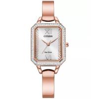 西铁城(CITIZEN)光动能女款晶钻玫瑰金不锈钢腕表23mm银色表盘防水防丢保障