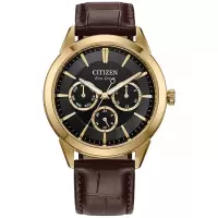 Citizen/西铁城光动能男士复古风格石英表防水金不锈钢皮带手表