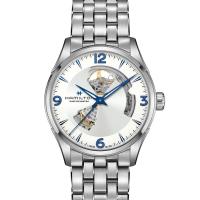 Hamilton汉密尔顿自动机械表男表银色表盘镂空视窗42mm商务休闲皮带手表