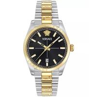 范思哲(Versace)男士石英表瑞士三针防水防刮蓝宝石镜面商务休闲腕表