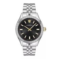 范思哲(Versace)女款Versace石英腕表36mm不锈钢表带太阳纹黑盘防水情侣款