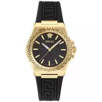 范思哲(Versace)女款瑞士石英腕表38mm黑金离子镀层防水商务休闲女表
