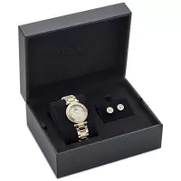 范思哲(Versace)瑞士石英女表白盘蓝宝石镜面不锈钢链带防水珠宝级奢华手表