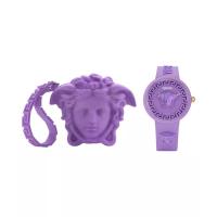 范思哲(Versace)女士石英表紫色硅胶表带38mm瑞士机芯蓝宝石表镜防水保修