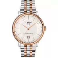 天梭(TISSOT)瑞士自动机械表男款经典卡森Powermatic 80两地时不锈钢腕表