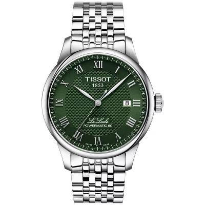 Tissot天梭男士mm自动机械腕表 绿色表盘不需电池不易损坏
