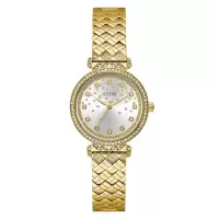 盖尔斯(GUESS)女款石英手表金色镶钻时尚精致气质商务休闲腕表