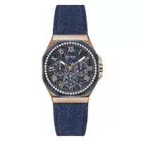 盖尔斯(GUESS)女士石英表时尚蓝色腕表Glaze手表经典新款黑色腕表