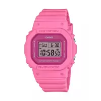 卡西欧(CASIO)女款日本石英表粉色树脂表盘防水多功能运动手表