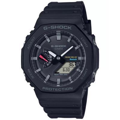 卡西欧(CASIO)男款石英手表46mm黑树脂表带智能蓝牙太阳能防水耐用运动腕表