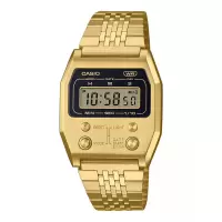 卡西欧(CASIO)中性款金色不锈钢石英表35mm复古潮流防水电子表