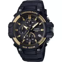 卡西欧(CASIO)光动能电波手表男表黑金商务防水耐震多功能石英腕表