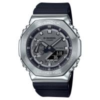 卡西欧(CASIO)GSHOCK男款银色金属表圈黑色表带石英防水耐用运动手表