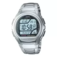 卡西欧(CASIO)银色数字波浪ceptor石英手表金属表带计时世界时间秒表背光