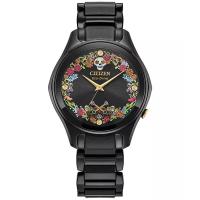 西铁城(CITIZEN)女士石英表Coco灵感黑调不锈钢表带37mm环保光能机芯