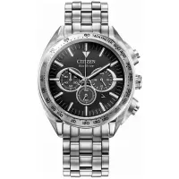 Citizen西铁城男士mm黑盘运动计时腕表 不锈钢手链设计 防水实用