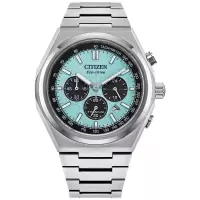 西铁城(CITIZEN)光动能钛合金男士计时码表蓝盘防水商务休闲手表