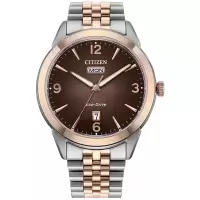 西铁城(CITIZEN)男士经典双色不锈钢腕表40.5mm防水石英表商务休闲手表