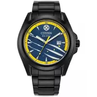 西铁城(CITIZEN)男士石英表蓝盘威伦滨镶钢带防水多功能漫画联名手表套装