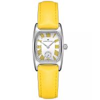 汉米尔顿(Hamilton)女士石英表矩形不锈钢表壳黄牛皮表带白盘女款经典时尚防水