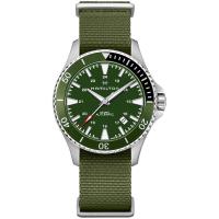 汉米尔顿(Hamilton)舒适经典简约休闲军绿色帆布带夜光女士石英腕表