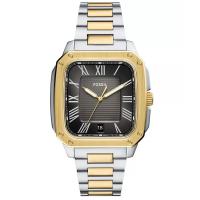 FOSSIL男款现代经典矩形不锈钢三针日历腕表耐用防水商务休闲手表