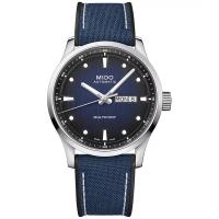 Mido男士瑞士自动机械蓝纺织表带手表42mm防水防刮耐用