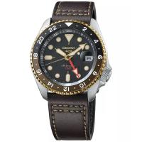 SEIKO 男士自动机械防水黑皮带手表42mm日韩款